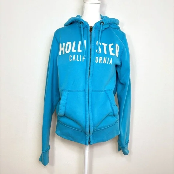 HOLLISTER California Y2K Zip Hoodie Jacket S Sky Blue - Picture 1 of 13